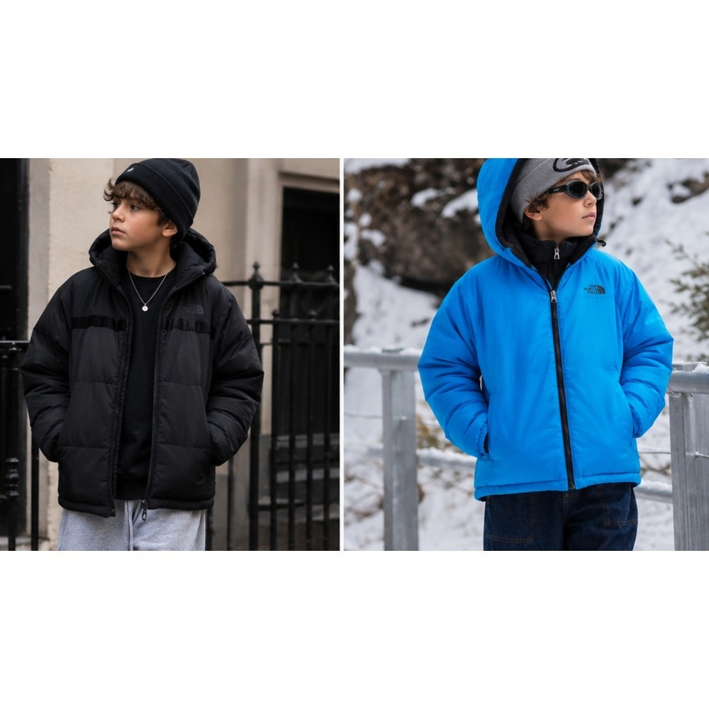 The North Face Youth Forester Reversible Down Puffer Jacket Large Hiking Outdoor